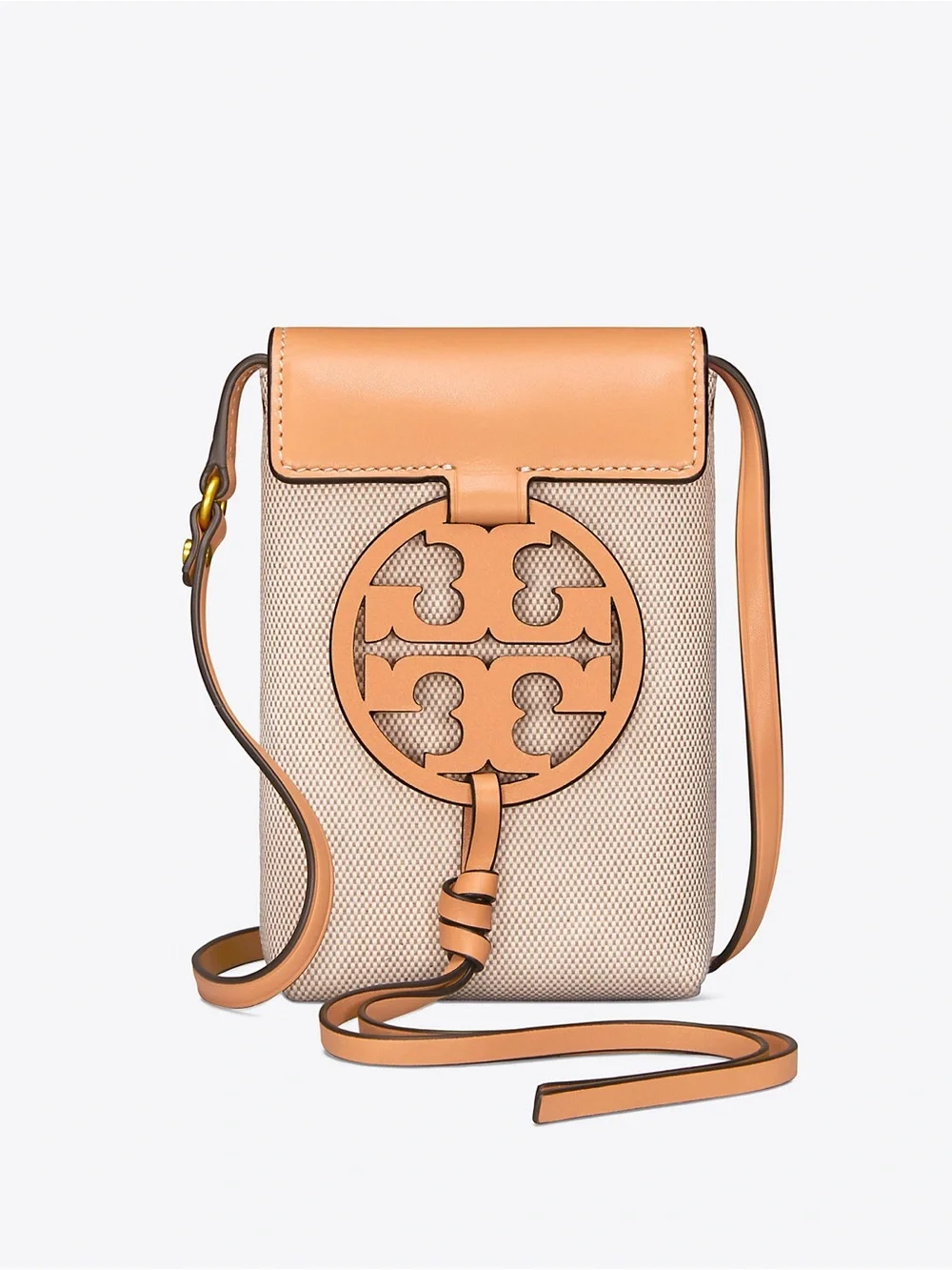 Tory Burch Two-Tone Beige and Light Pink Crossbody Phone Bag